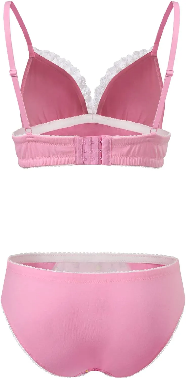 Littleforbig Lacy Trim Women Nightwear Strap Sleepwear Cami Top Shorts Lingerie loungewear - Usagi Moon Fancy Bralette Set