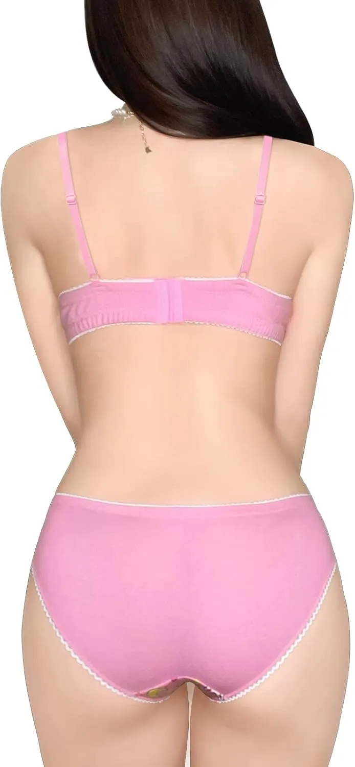 Littleforbig Lacy Trim Women Nightwear Strap Sleepwear Cami Top Shorts Lingerie loungewear - Usagi Moon Fancy Bralette Set