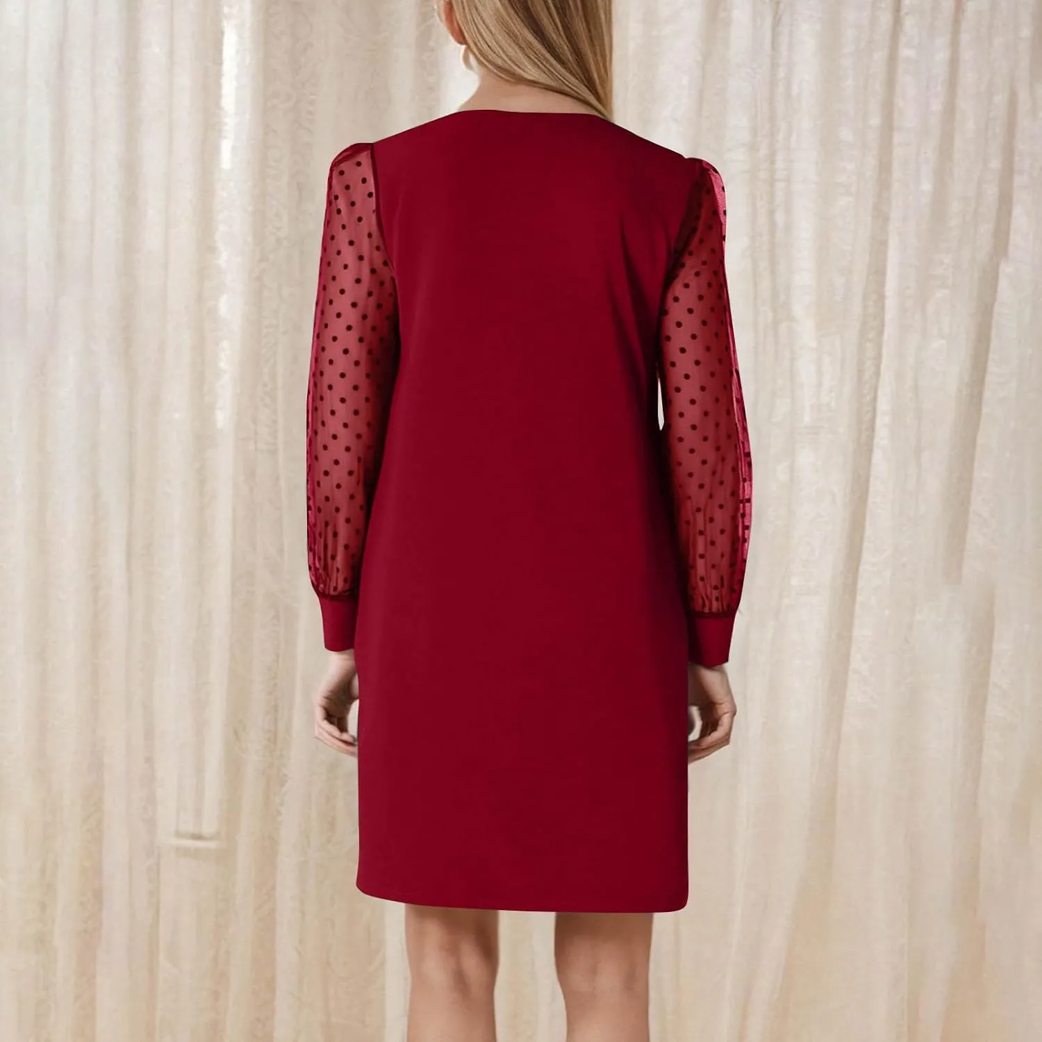 Long Sleeve Dresses for Women 2025 Crewneck Summer Short Dress Loose Fit Shift Dress