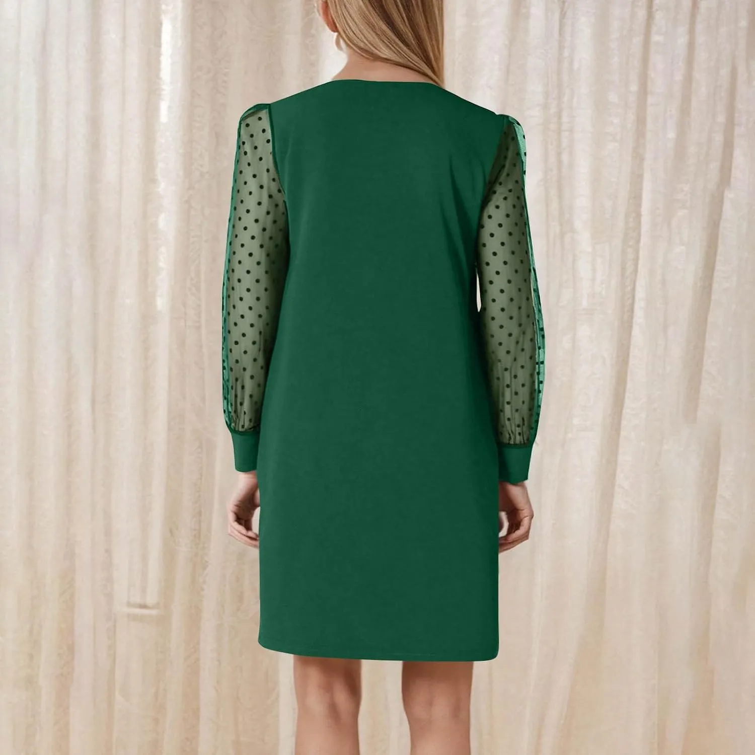 Long Sleeve Dresses for Women 2025 Crewneck Summer Short Dress Loose Fit Shift Dress