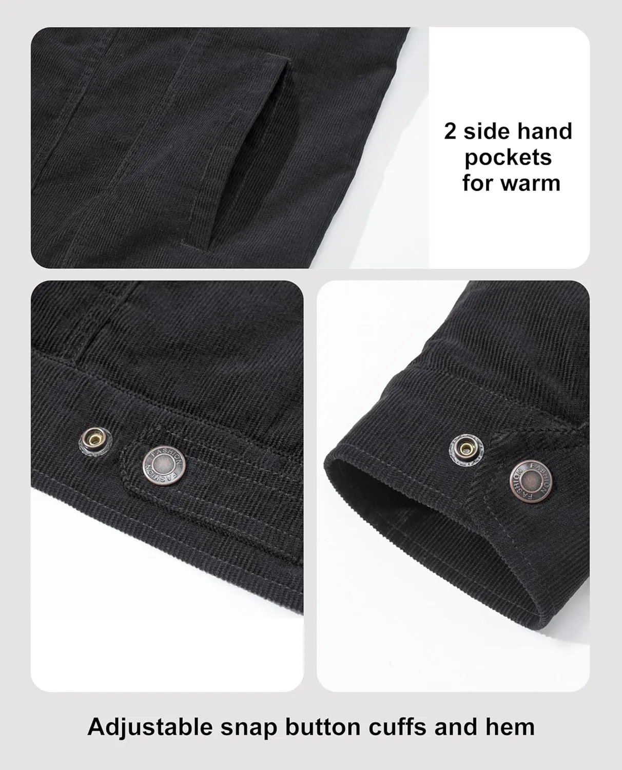 MAGCOMSEN Men's Corduroy Jacket Sherpa Lined Trucker Jackets Cotton Turn-Down Collar Warm Winter Jacket Casual Coat 5 Pockets