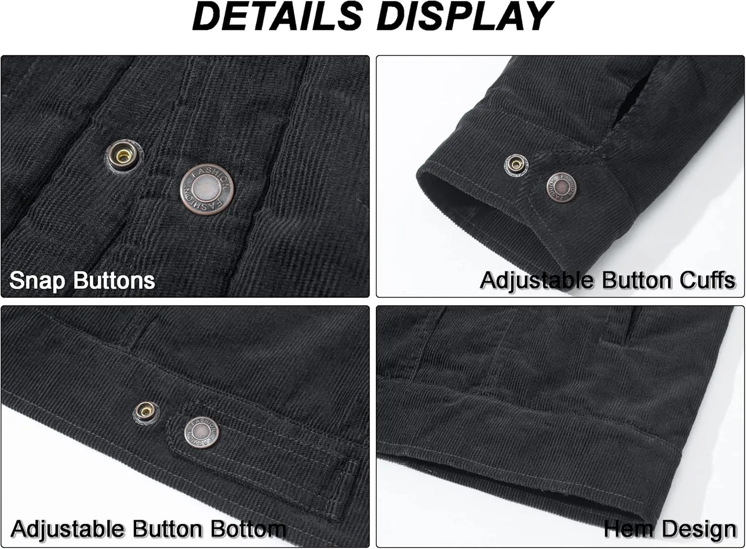 MAGCOMSEN Men's Corduroy Jacket Sherpa Lined Trucker Jackets Cotton Turn-Down Collar Warm Winter Jacket Casual Coat 5 Pockets