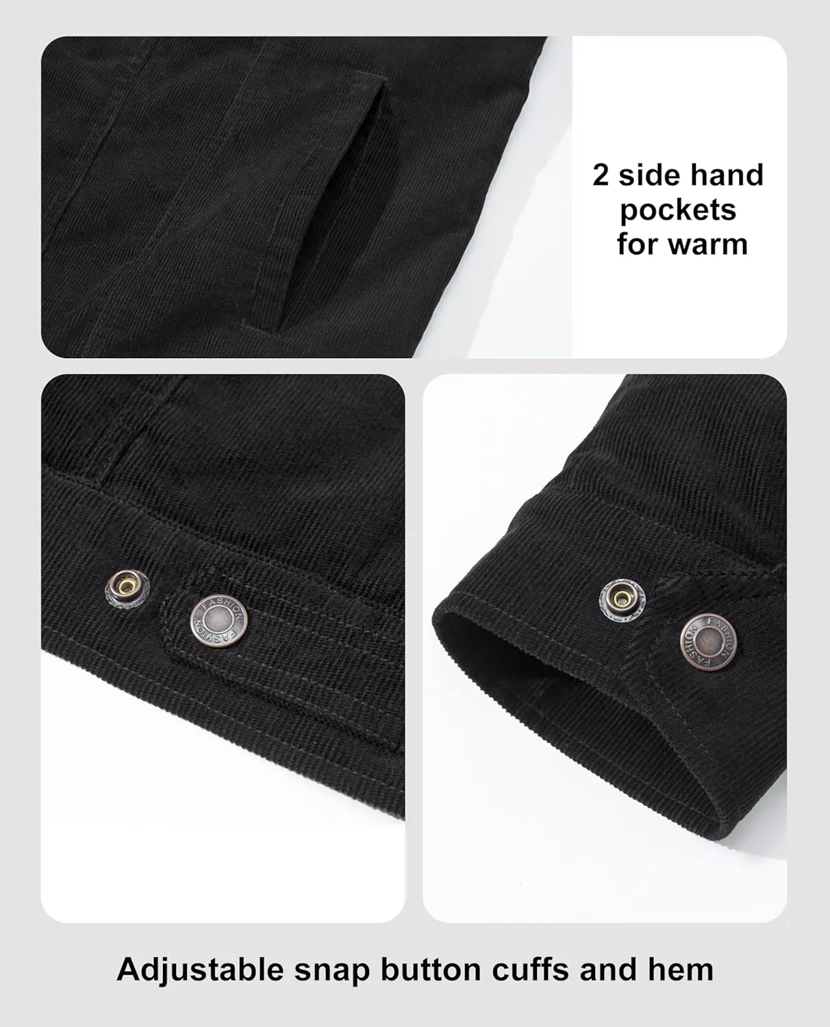 MAGCOMSEN Men's Corduroy Jacket Sherpa Lined Trucker Jackets Cotton Turn-Down Collar Warm Winter Jacket Casual Coat 5 Pockets