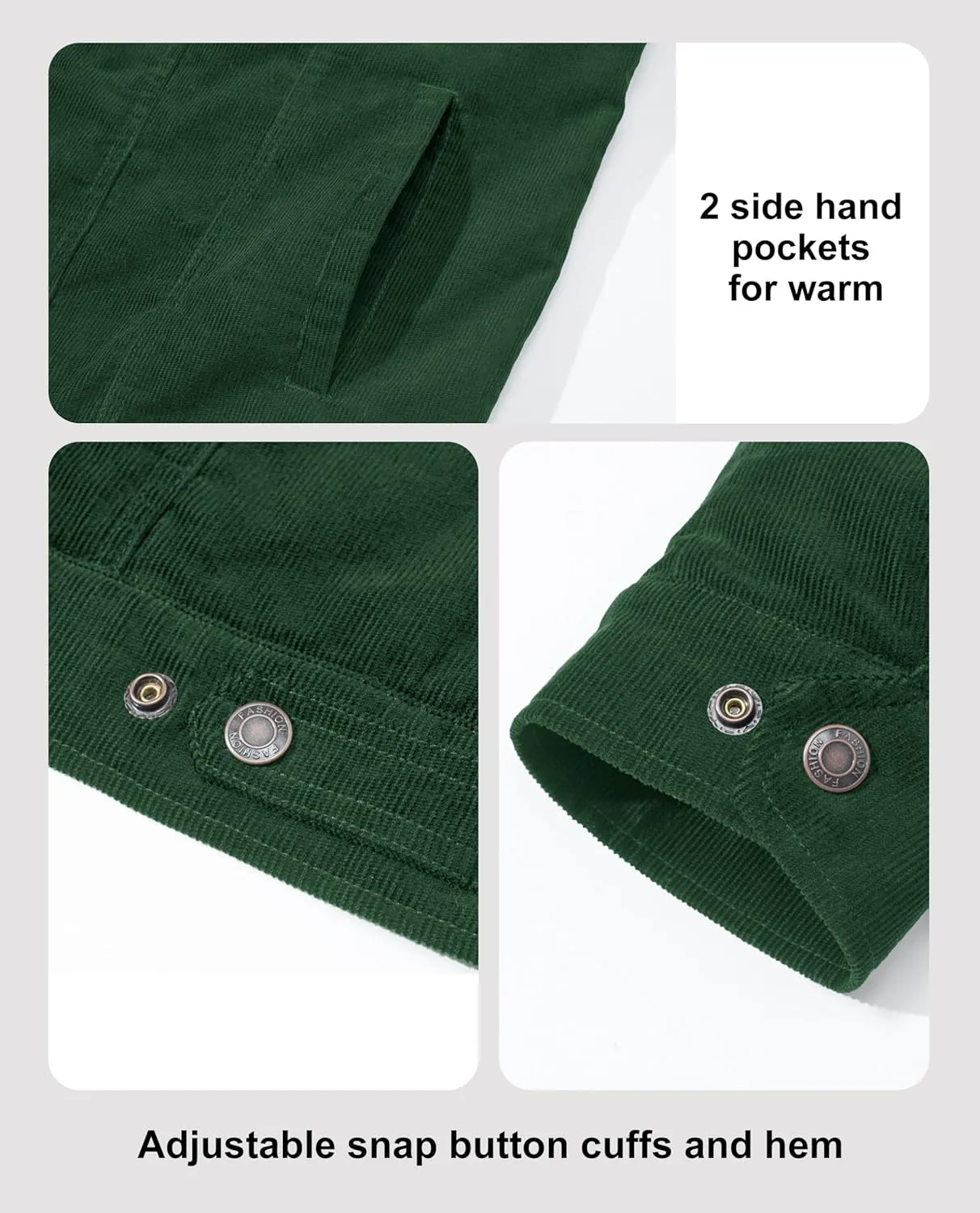 MAGCOMSEN Men's Corduroy Jacket Sherpa Lined Trucker Jackets Cotton Turn-Down Collar Warm Winter Jacket Casual Coat 5 Pockets