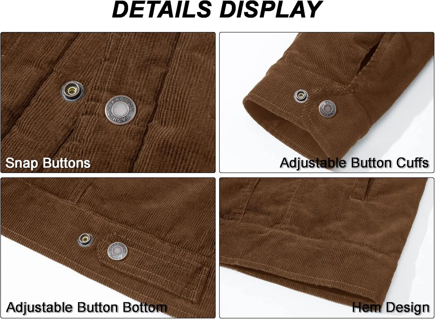 MAGCOMSEN Men's Corduroy Jacket Sherpa Lined Trucker Jackets Cotton Turn-Down Collar Warm Winter Jacket Casual Coat 5 Pockets