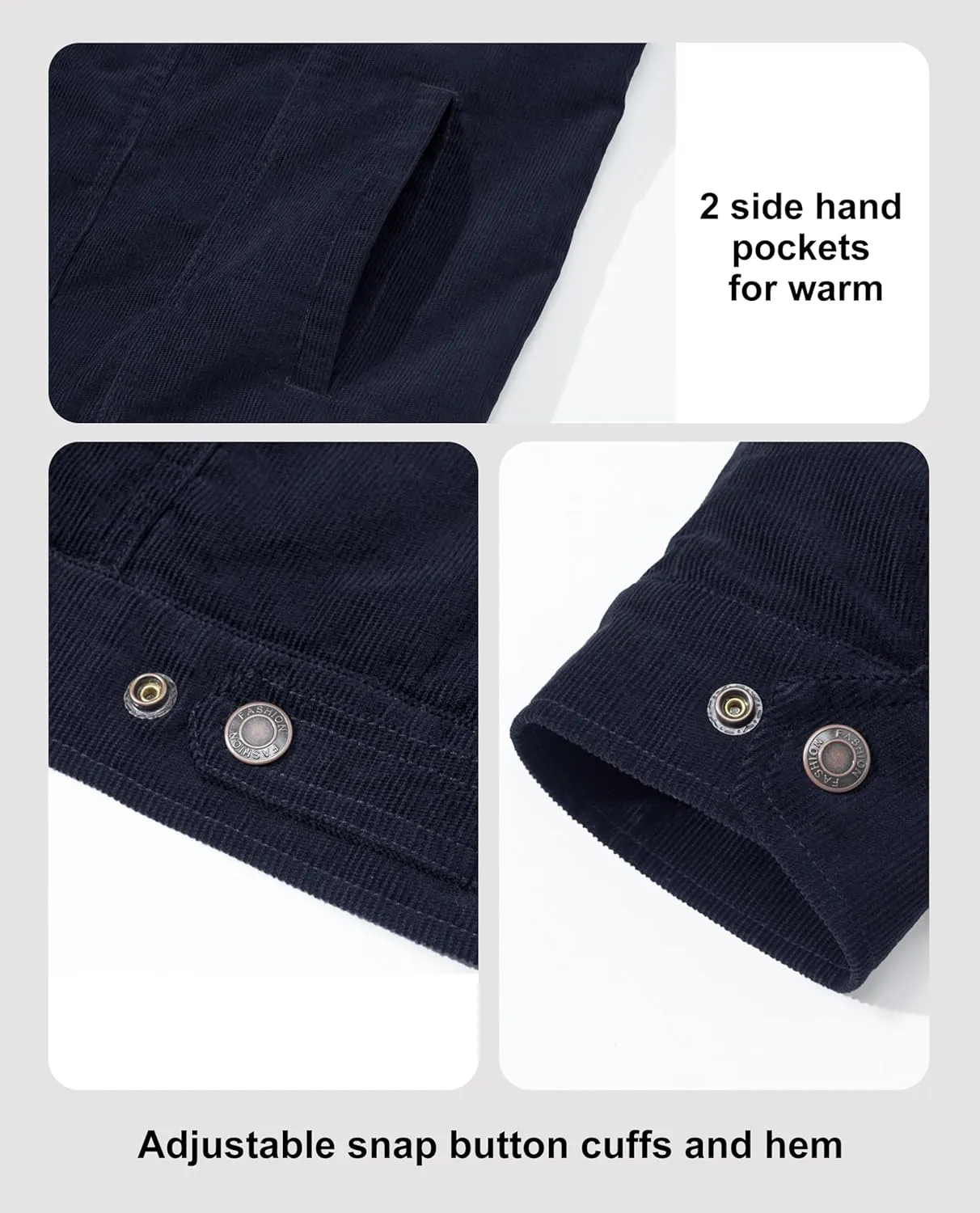 MAGCOMSEN Men's Corduroy Jacket Sherpa Lined Trucker Jackets Cotton Turn-Down Collar Warm Winter Jacket Casual Coat 5 Pockets
