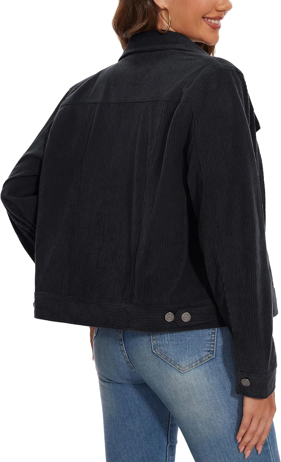 MAGCOMSEN Women's Corduroy Jackets Spring Jackets Soft Warm Button Down Shacket Long Sleeve Fall Outerwear with Pockets