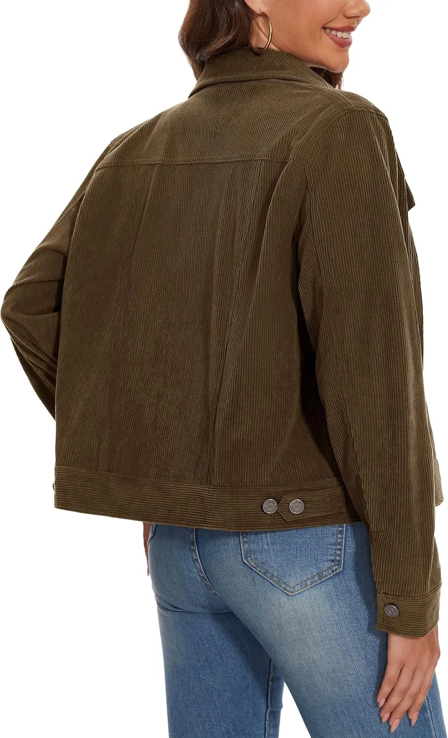 MAGCOMSEN Women's Corduroy Jackets Spring Jackets Soft Warm Button Down Shacket Long Sleeve Fall Outerwear with Pockets