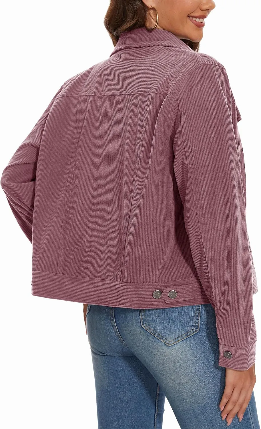 MAGCOMSEN Women's Corduroy Jackets Spring Jackets Soft Warm Button Down Shacket Long Sleeve Fall Outerwear with Pockets