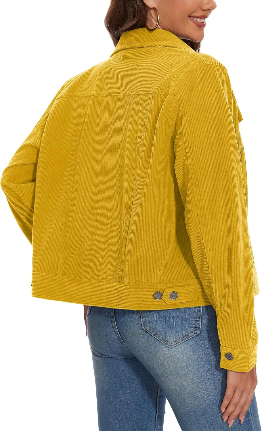 MAGCOMSEN Women's Corduroy Jackets Spring Jackets Soft Warm Button Down Shacket Long Sleeve Fall Outerwear with Pockets