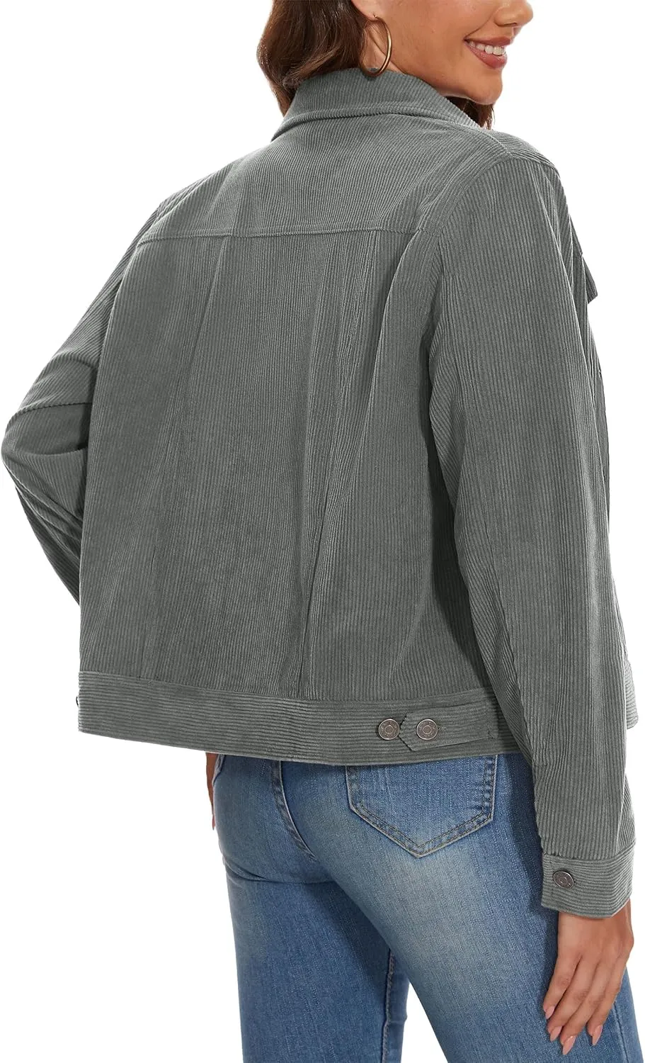 MAGCOMSEN Women's Corduroy Jackets Spring Jackets Soft Warm Button Down Shacket Long Sleeve Fall Outerwear with Pockets