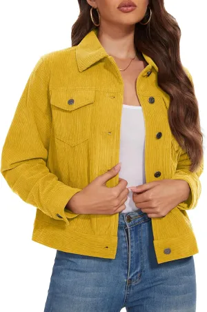 MAGCOMSEN Women's Corduroy Jackets Spring Jackets Soft Warm Button Down Shacket Long Sleeve Fall Outerwear with Pockets
