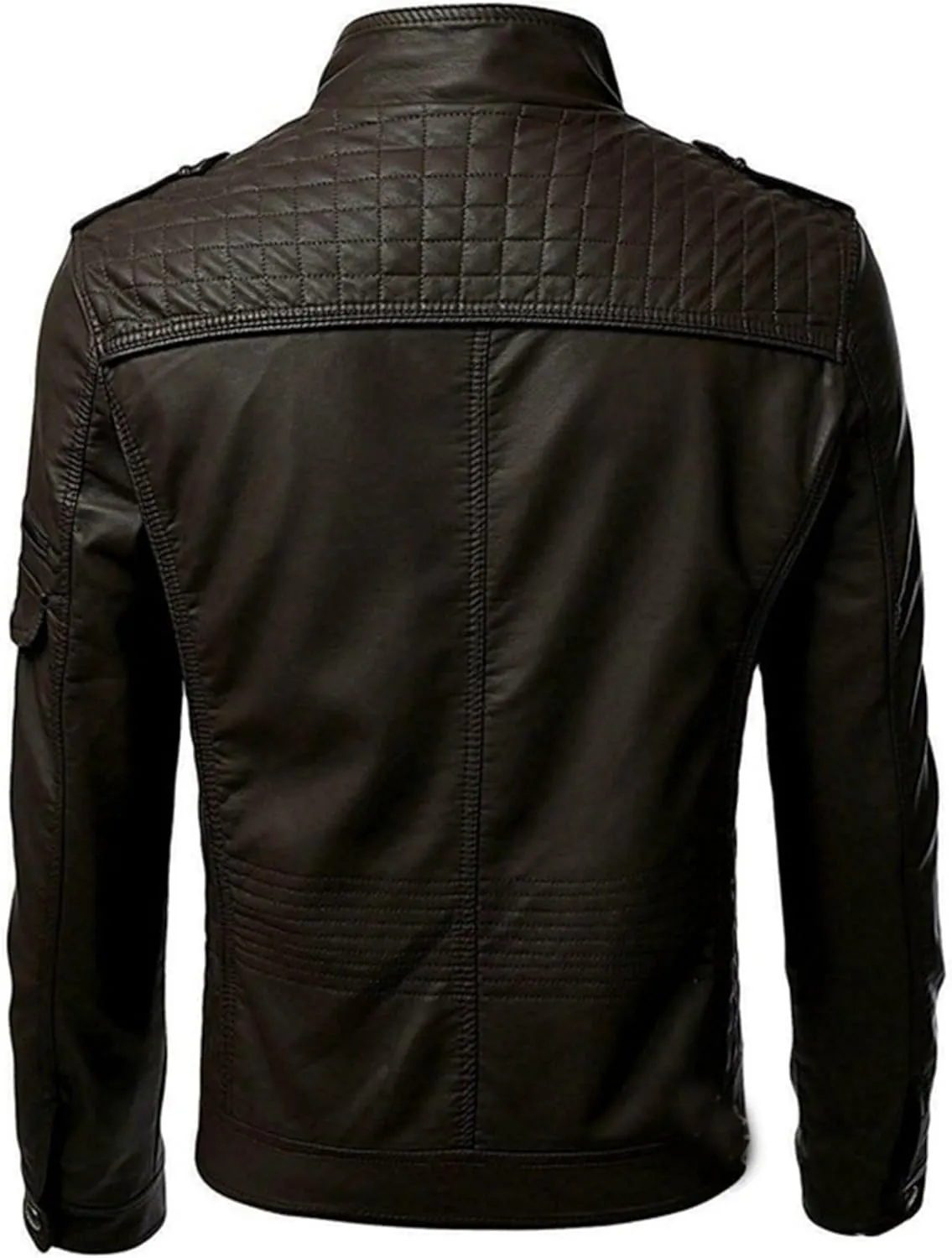 Maiyifu-GJ Men's Faux Leather Jacket Stand Collar Motorcycle Leather Jackets Casual Lightweight Zip Up Biker Coat