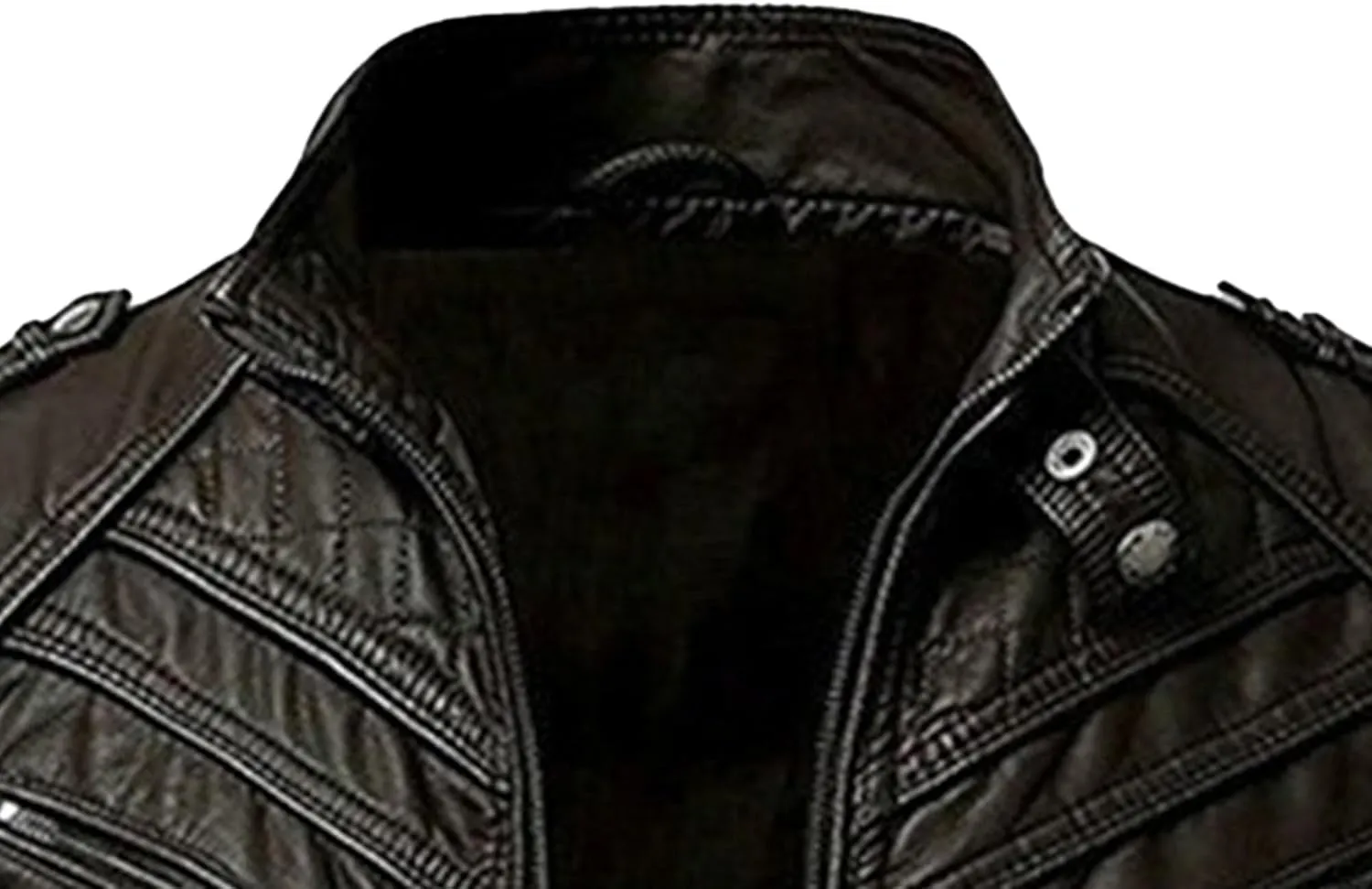 Maiyifu-GJ Men's Faux Leather Jacket Stand Collar Motorcycle Leather Jackets Casual Lightweight Zip Up Biker Coat