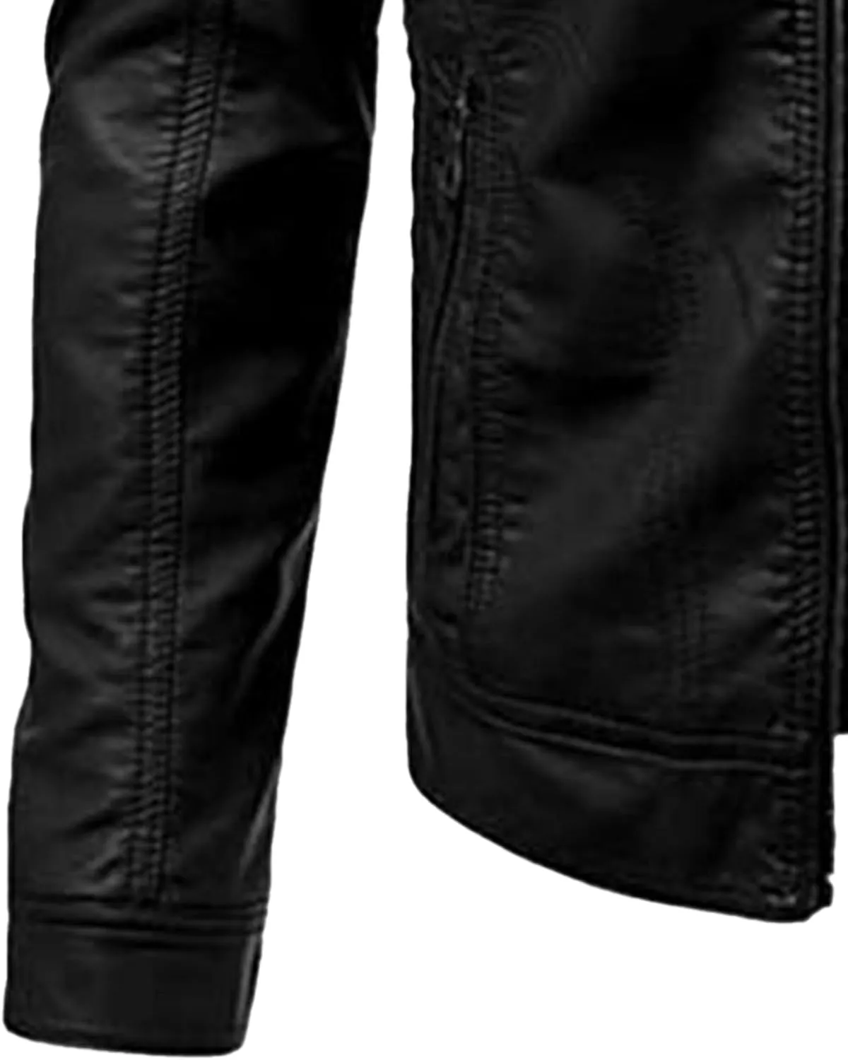 Maiyifu-GJ Men's Faux Leather Jacket Stand Collar Motorcycle Leather Jackets Casual Lightweight Zip Up Biker Coat