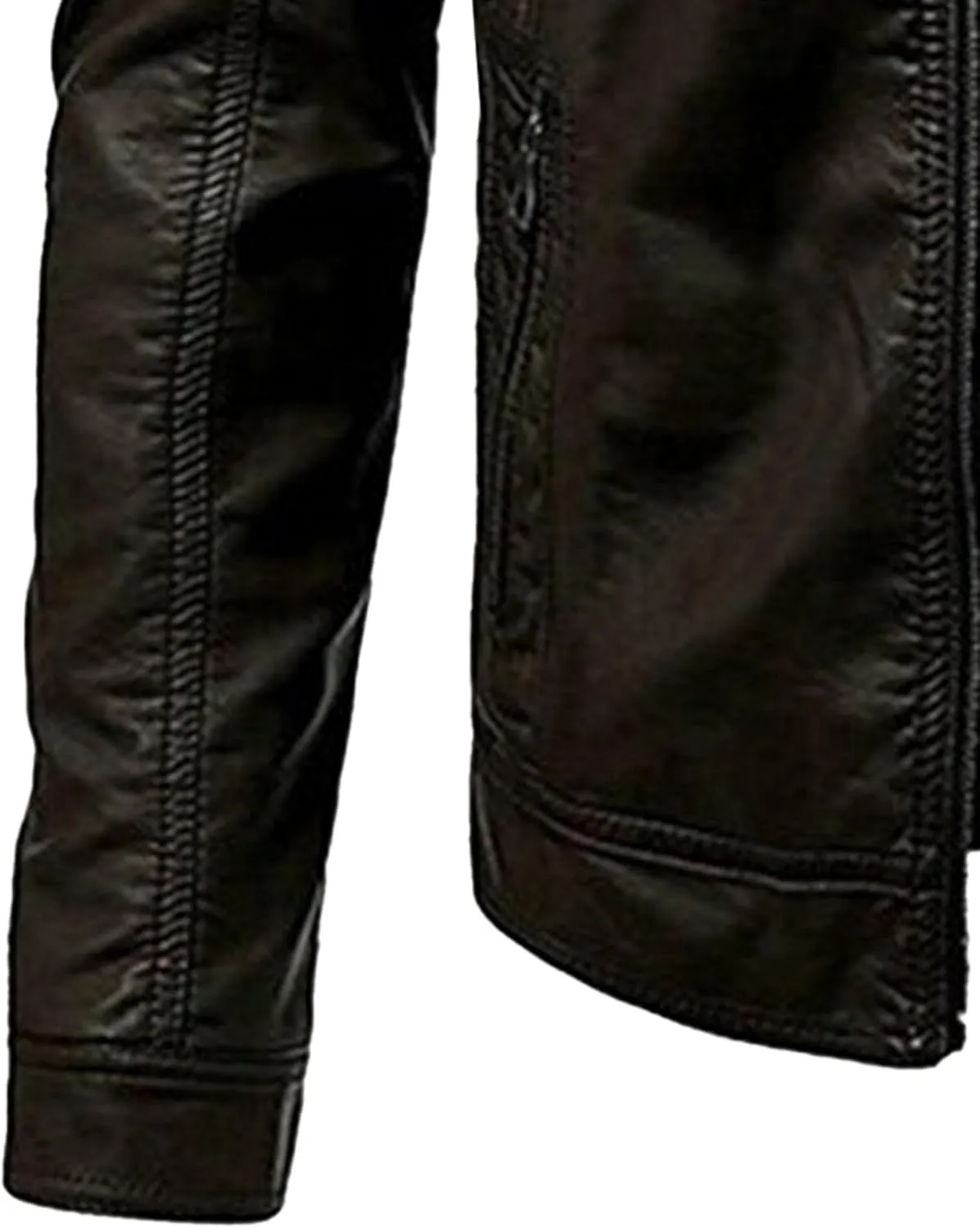 Maiyifu-GJ Men's Faux Leather Jacket Stand Collar Motorcycle Leather Jackets Casual Lightweight Zip Up Biker Coat