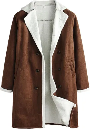 Maiyifu-GJ Mens Sherpa Lined PU Leather Coats Fur Collar Motorcycle Jackets Winter Windbreaker Trench Overcoat
