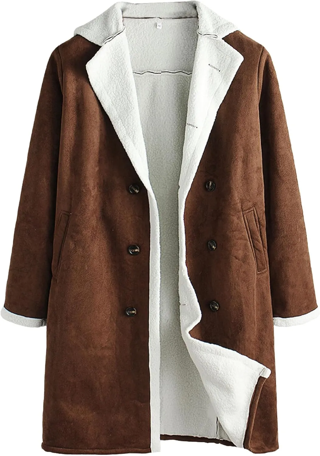 Maiyifu-GJ Mens Sherpa Lined PU Leather Coats Fur Collar Motorcycle Jackets Winter Windbreaker Trench Overcoat