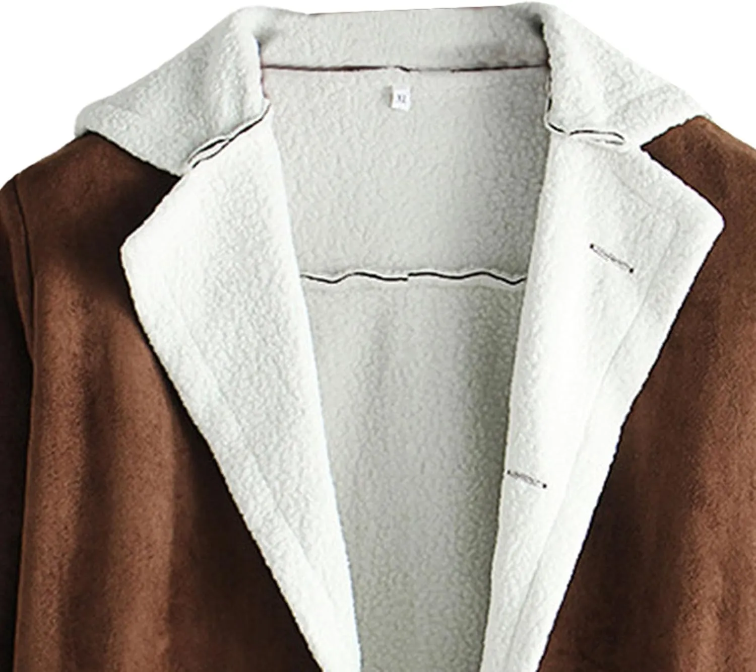 Maiyifu-GJ Mens Sherpa Lined PU Leather Coats Fur Collar Motorcycle Jackets Winter Windbreaker Trench Overcoat