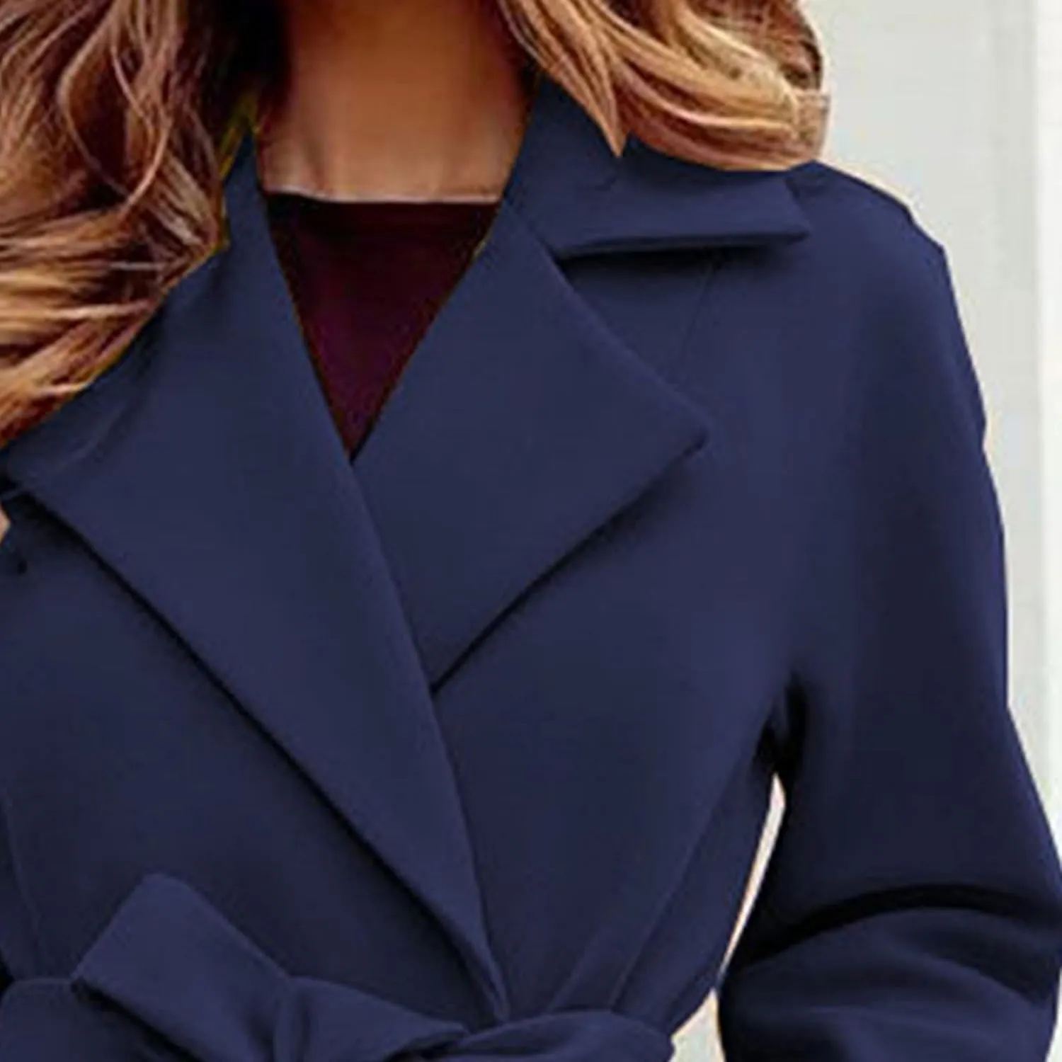 Maiyifu-GJ Women's Wool Blend Long Trench Coat Elegant Notched Lapel Coat Jacket Casual Fall Winter Overcoat with Belt