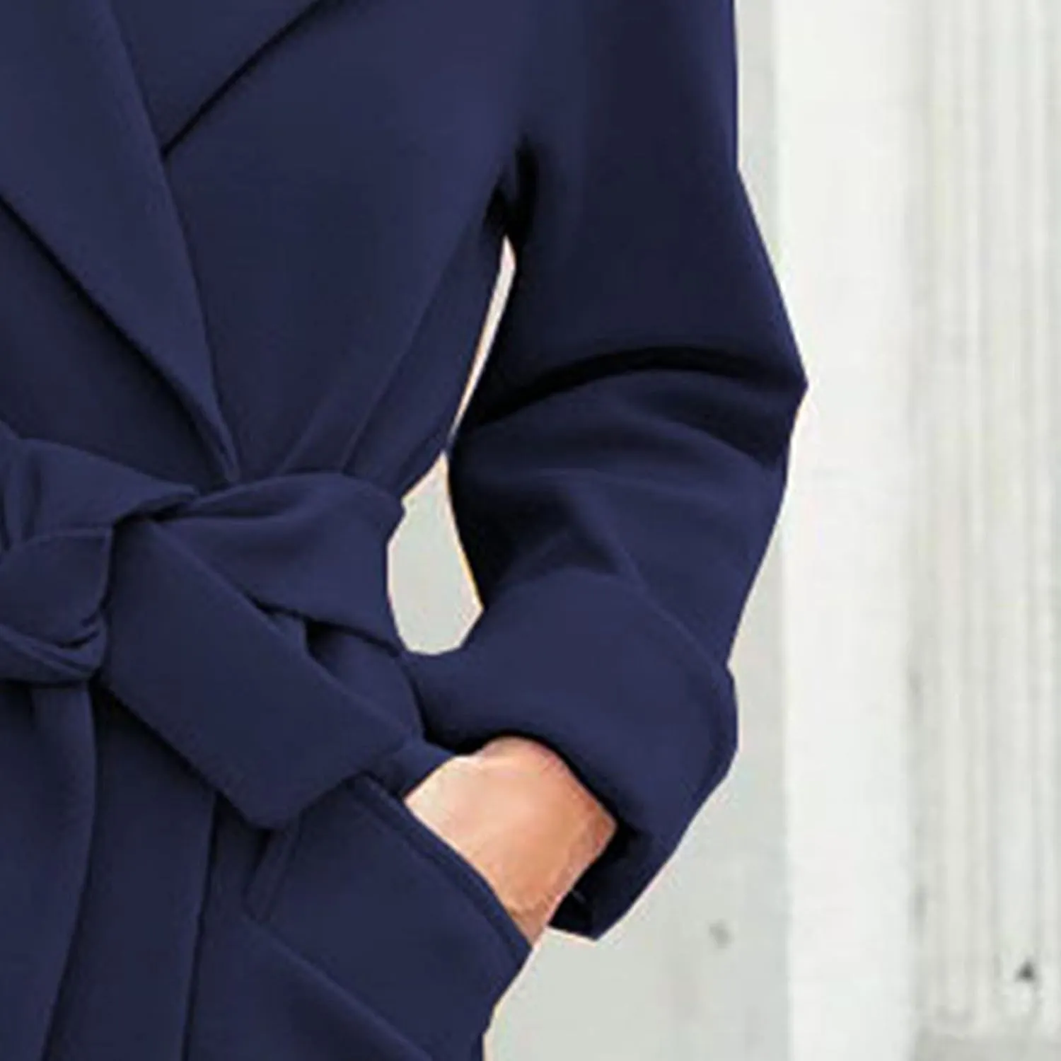 Maiyifu-GJ Women's Wool Blend Long Trench Coat Elegant Notched Lapel Coat Jacket Casual Fall Winter Overcoat with Belt
