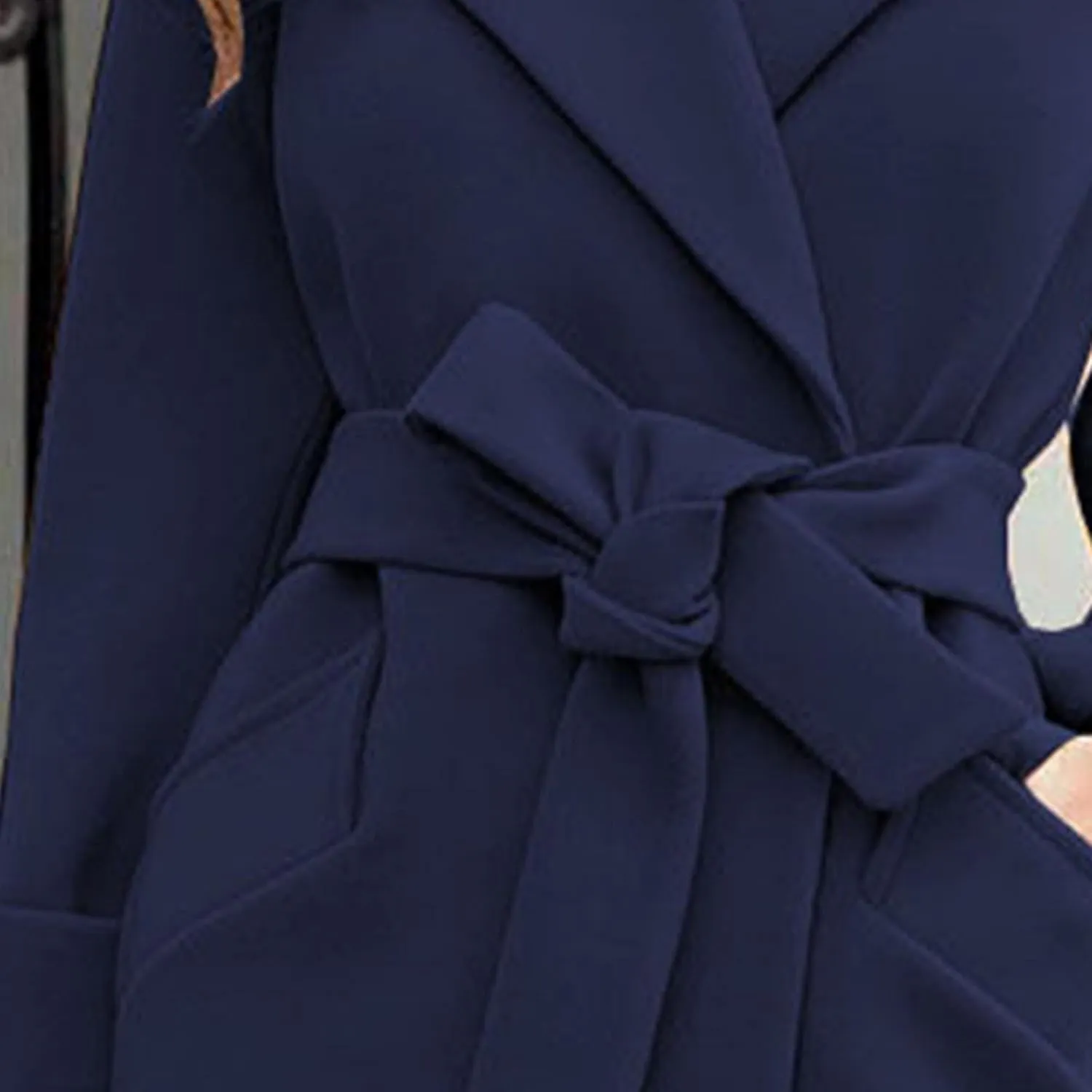 Maiyifu-GJ Women's Wool Blend Long Trench Coat Elegant Notched Lapel Coat Jacket Casual Fall Winter Overcoat with Belt