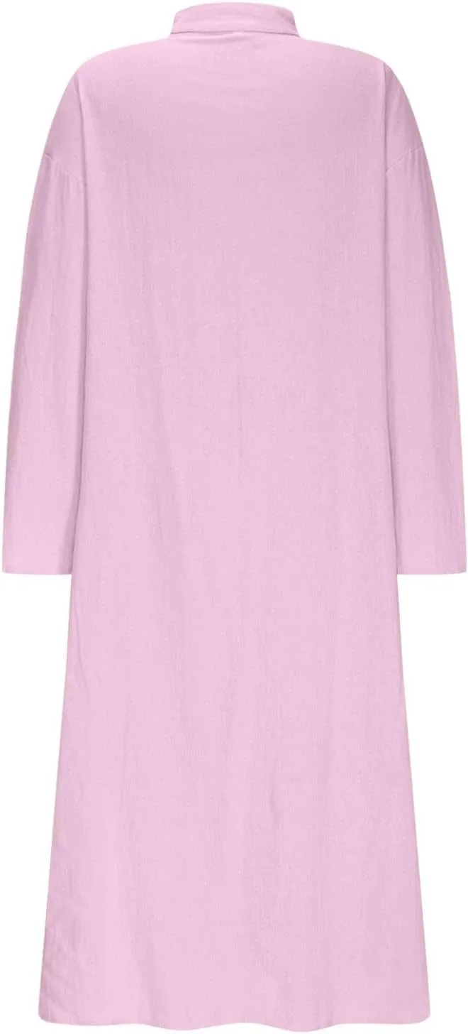 Maxi Dresses for Women 2025 Roll Sleeve V Neck Comfy Dress Lounge Oversized Comfort Plus Size Summer Tunic Shirt