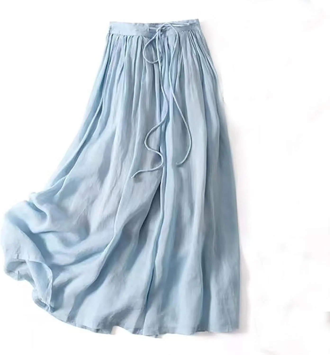 Maxi Skirts for Women Summer Cotton Linen Drawstring Waist A-Line Long Flowy Skirt Casual Flowy Holiday Boho Skirts