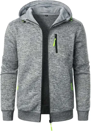 Men Sweatshirt Jacket, Casual Zipper Up Hoodies Jacket 2025 Fall Winter Novelty Outdoor Sport Outwear with Pokets