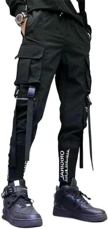 Men's American Style Distressed Pocket Harem Cargo Joggers Skinny Leg Casual