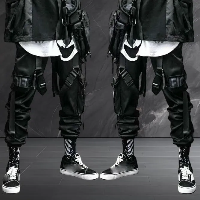 Men's American Style Distressed Pocket Harem Cargo Joggers Skinny Leg Casual