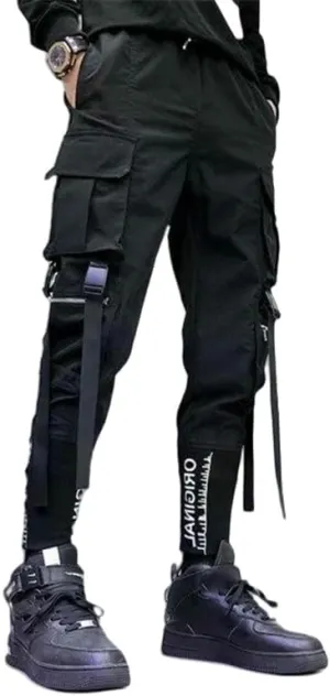 Men's American Style Distressed Pocket Harem Cargo Joggers Skinny Leg Casual