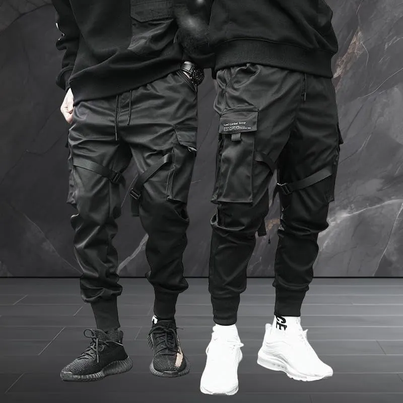 Men's American Style Distressed Pocket Harem Cargo Joggers Skinny Leg Casual