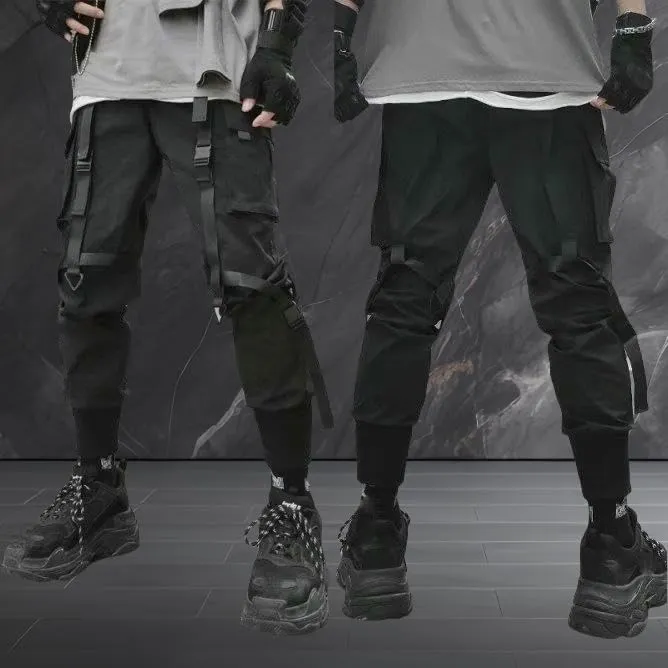 Men's American Style Distressed Pocket Harem Cargo Joggers Skinny Leg Casual