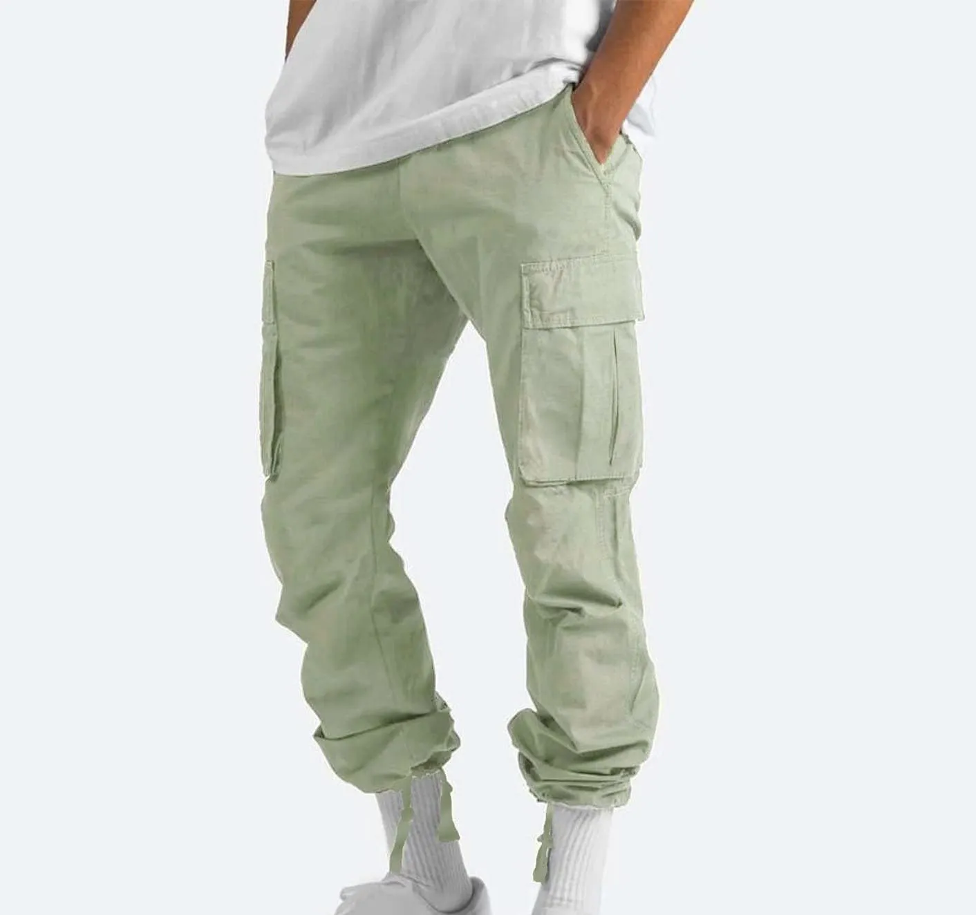 Mens Cargo Pants Casual Joggers Big and Tall Athletic Pants Cotton Loose Baggy Pants Straight Leg Sweatpants