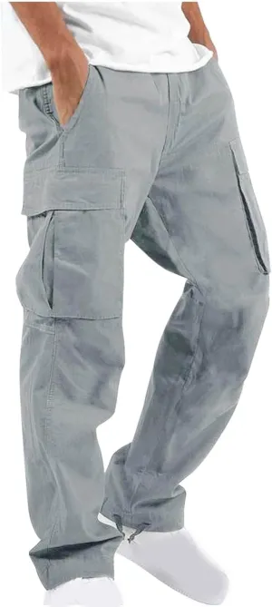 Mens Cargo Pants Casual Joggers Big and Tall Athletic Pants Cotton Loose Baggy Pants Straight Leg Sweatpants