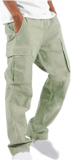 Mens Cargo Pants Casual Joggers Big and Tall Athletic Pants Cotton Loose Baggy Pants Straight Leg Sweatpants