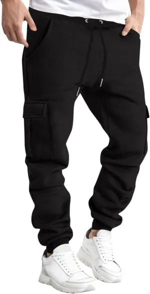Mens Cargo Pants Relaxed Fit Pants Joggers Sweatpants Athletic Casual Workout Running Pants with Multi Pockets