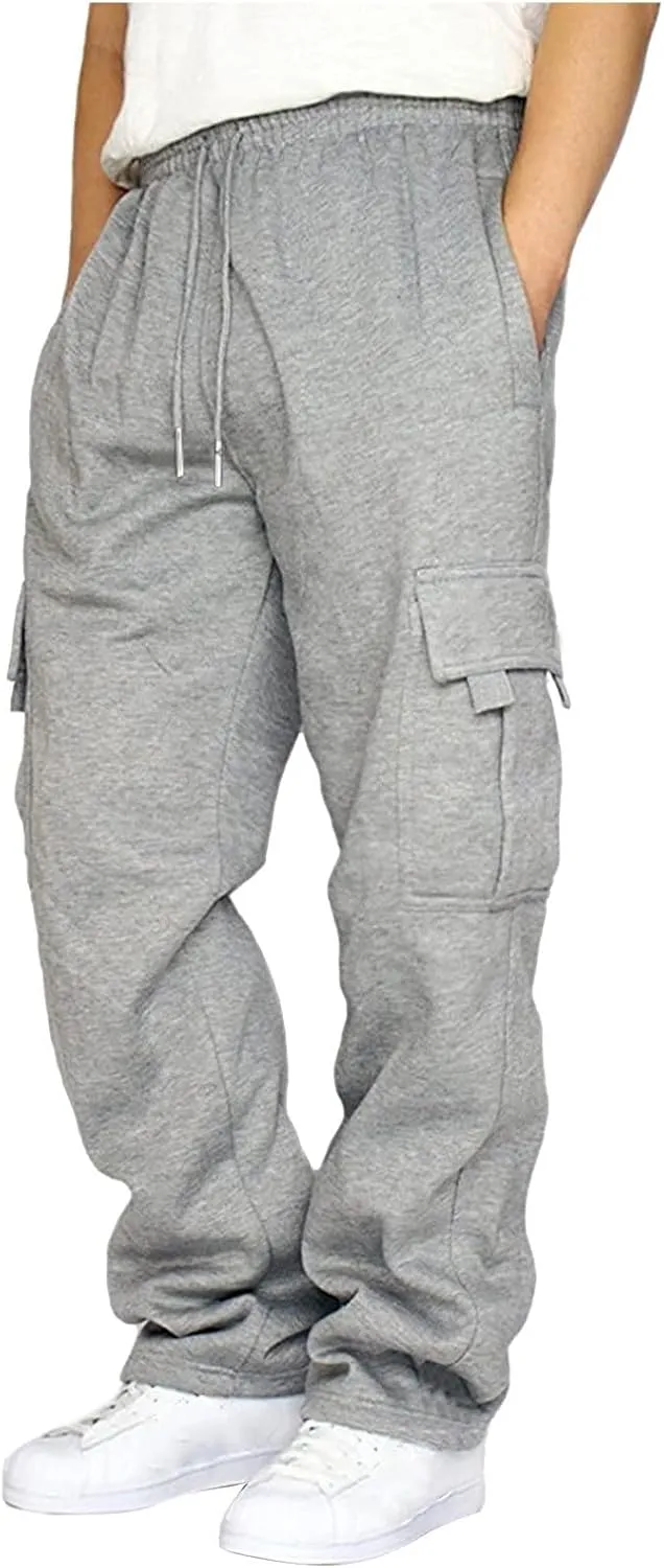 Mens Cargo Pants Relaxed Fit Pants Joggers Sweatpants Athletic Casual Workout Running Pants with Multi Pockets