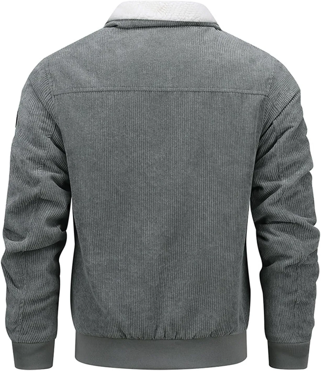 Mens Corduroy Jackets Sherpa Lined Coat Winter Fleece Trucker Jacket Thicken Fleece Collar Warm Outwear with Pocket
