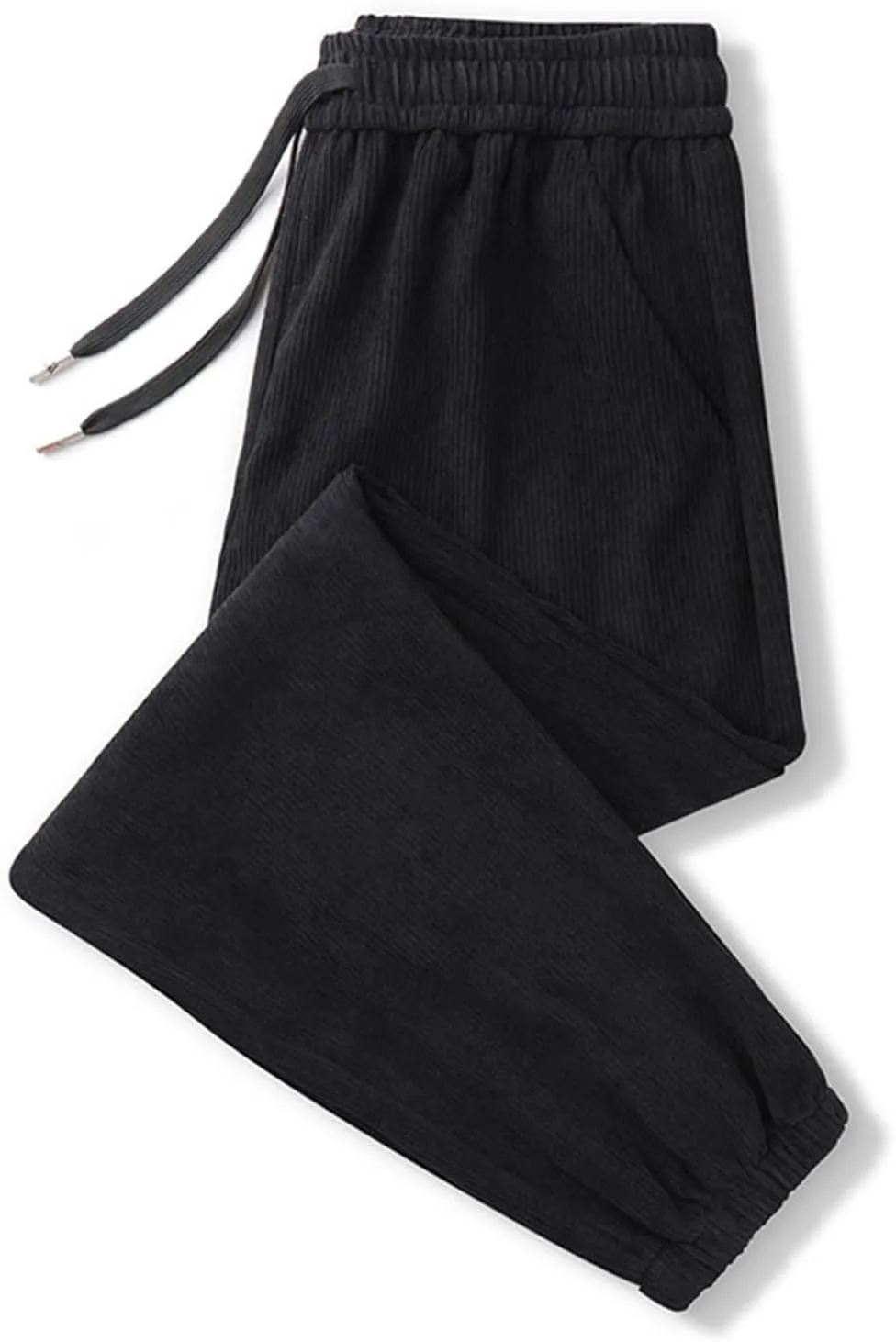 Mens Corduroy Pants Drawstring Elastic Waist Joggers Sweatpants Casual Relaxed Fit Athletic Harem Pants with Pockets