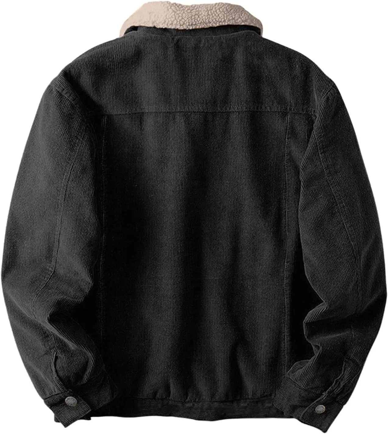 Men's Fleece Corduroy Jackets Snap Button Down Winter Cargo Coats Pockets Retro Warm Lapel Plush Fuzzy Sherpa Jacket