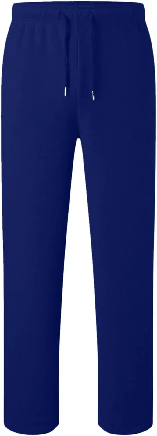 Mens Fleece Sweatpants Open Bottom Joggers Straight Leg Running Casual Loose Fit Athletic Pants with Pockets