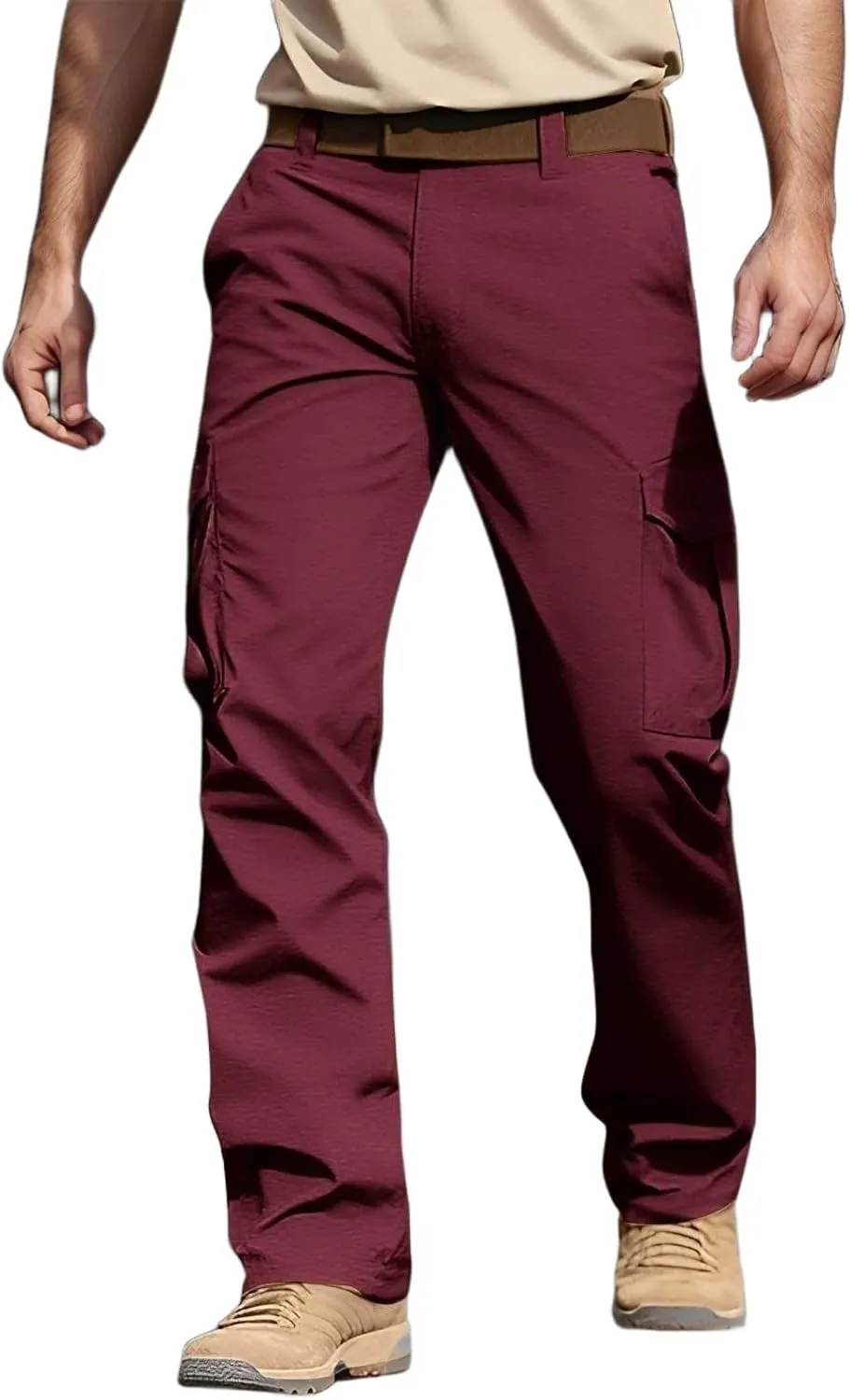 Men's Flex Ripstop Tactical Pants, Water Resistant Stretch Cargo Pants, Lightweight Hiking Work Pant with Multi Pockets