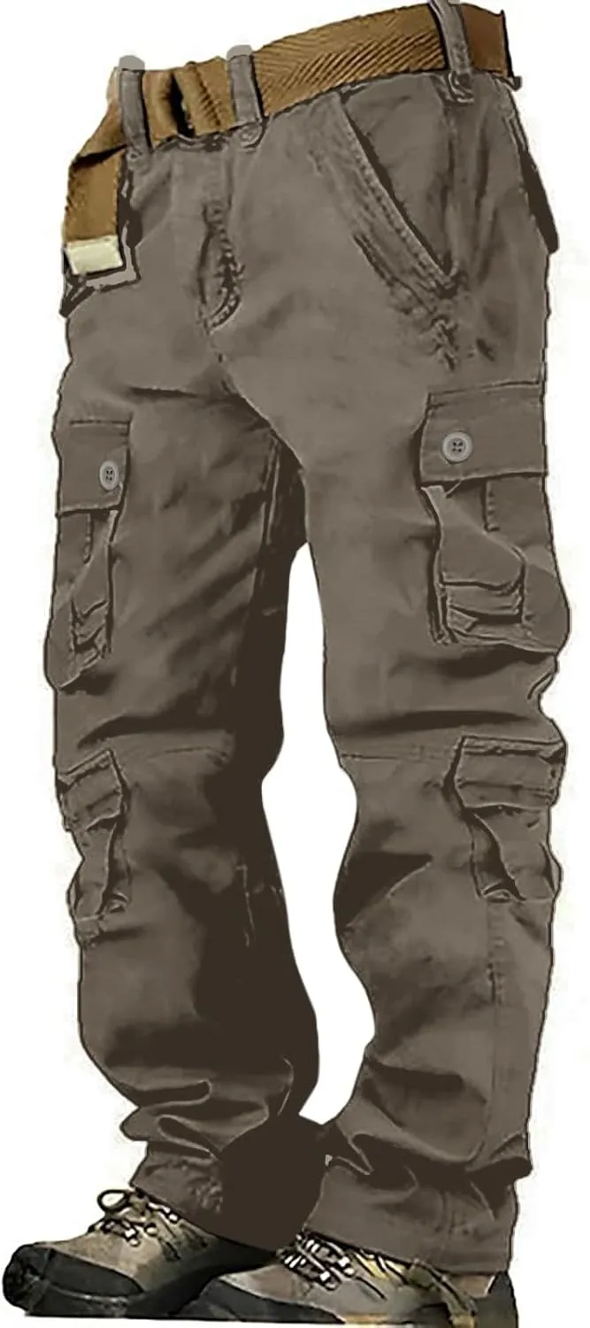 Mens Hiking Pants Cargo Trousers Hiking Pants 8 Pocket Plain Comfort Breathable Outdoor Daily Going Out Baggy Pants