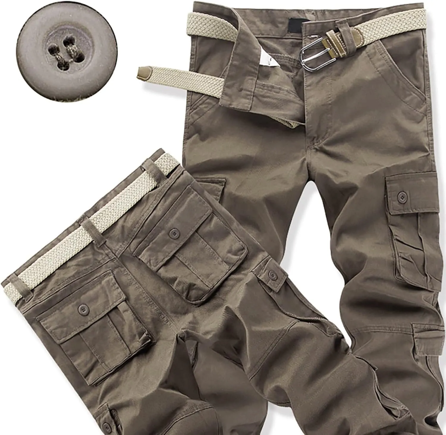 Mens Hiking Pants Cargo Trousers Hiking Pants 8 Pocket Plain Comfort Breathable Outdoor Daily Going Out Baggy Pants