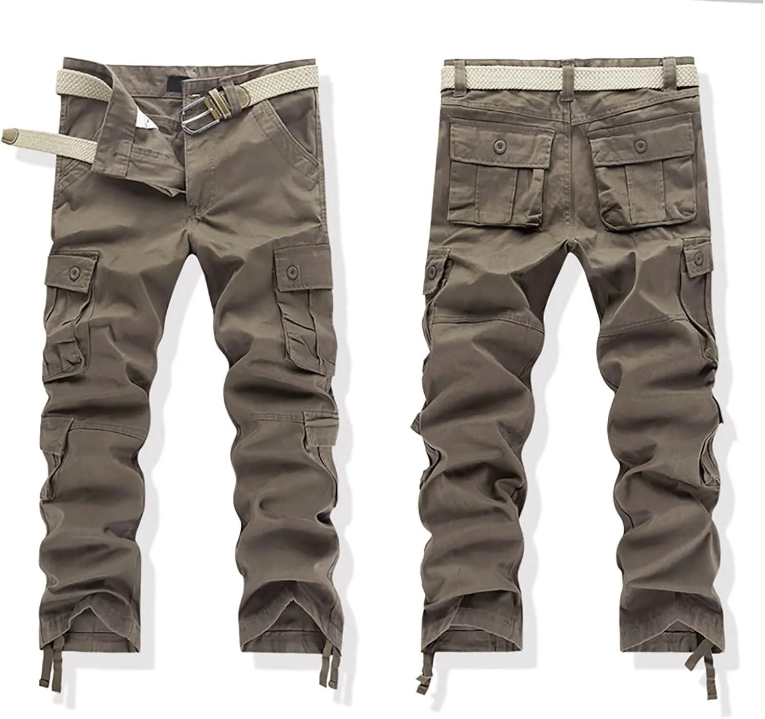 Mens Hiking Pants Cargo Trousers Hiking Pants 8 Pocket Plain Comfort Breathable Outdoor Daily Going Out Baggy Pants