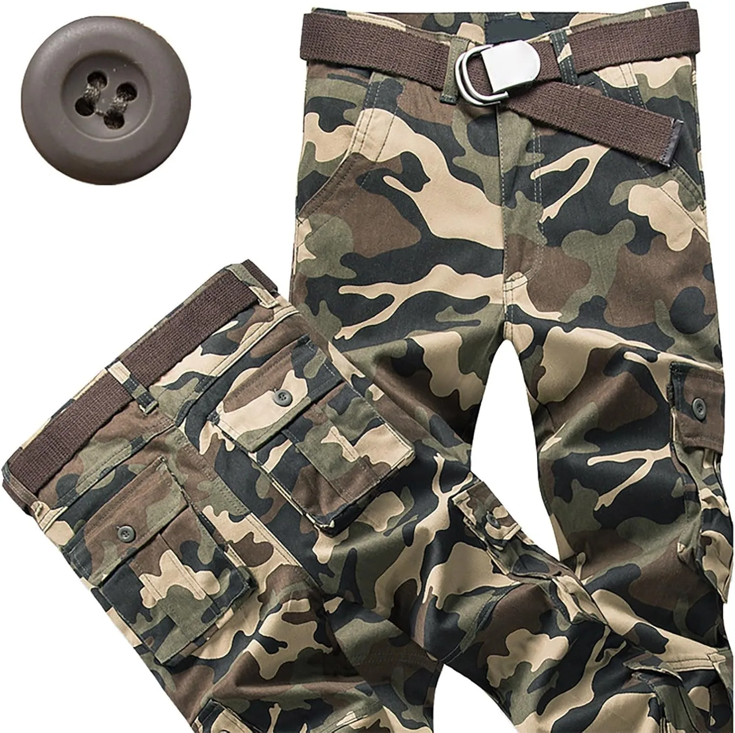 Mens Hiking Pants Cargo Trousers Hiking Pants 8 Pocket Plain Comfort Breathable Outdoor Daily Going Out Baggy Pants
