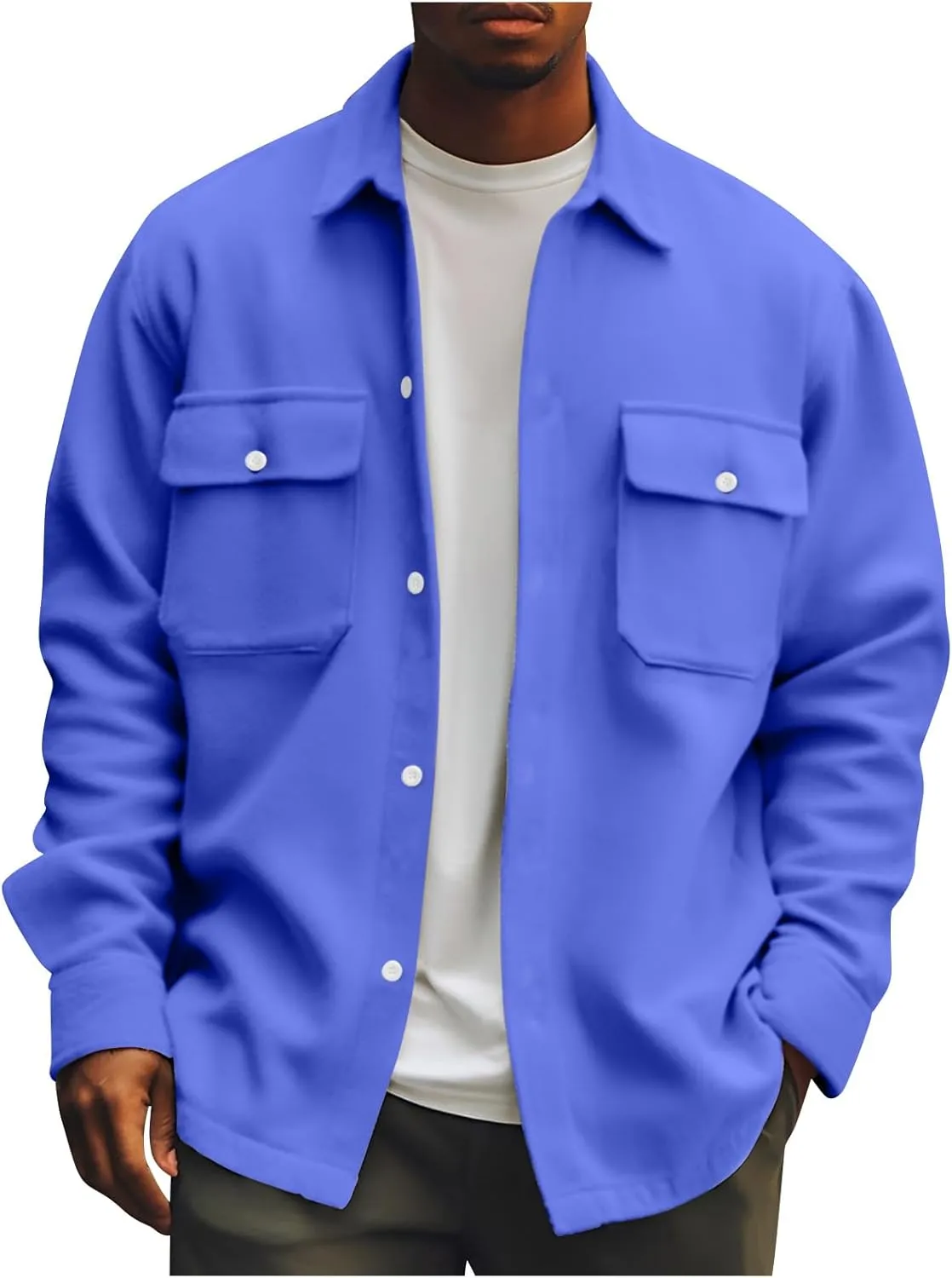 Men's Jackets Casual Button Up Corduroy Jackets Long Sleeve Fashion Stylish Lightweight Shirt Jacket, M-6XL