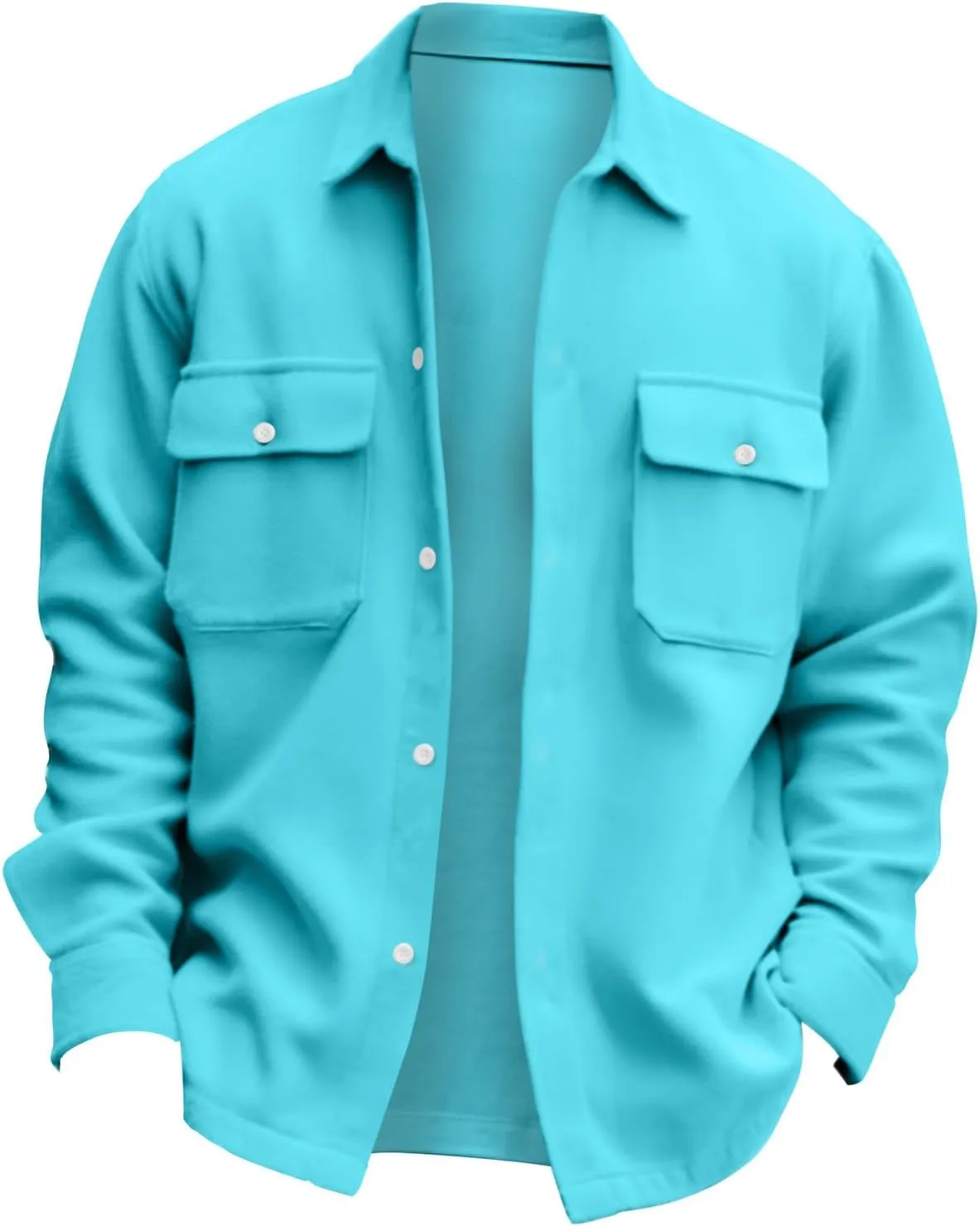 Men's Jackets Casual Button Up Corduroy Jackets Long Sleeve Fashion Stylish Lightweight Shirt Jacket, M-6XL